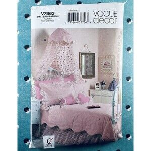 Vogue 7863 Girls' Bedroom Decor, Bedspread, Canopy, Shams, Bed Skirt Pattern